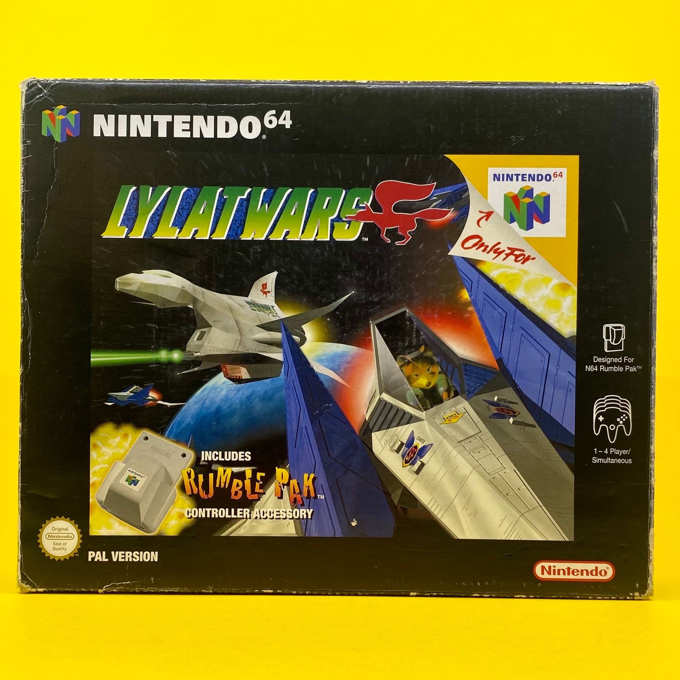 Komplet i æske PAL-udgave af Lylat Wars til Nintendo 64 med original æske og kassette